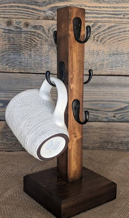 آویز لیوان و فنجان چوب روسی کانو وود مدل دیواری روستیک دکوراتیو