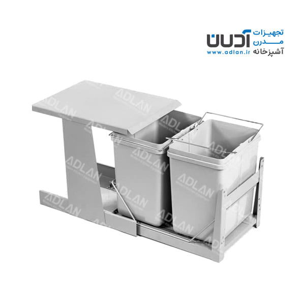 سطل زباله دو مخزنه ریلی کف تاندم ۴۶ لیتری مدل سامینا