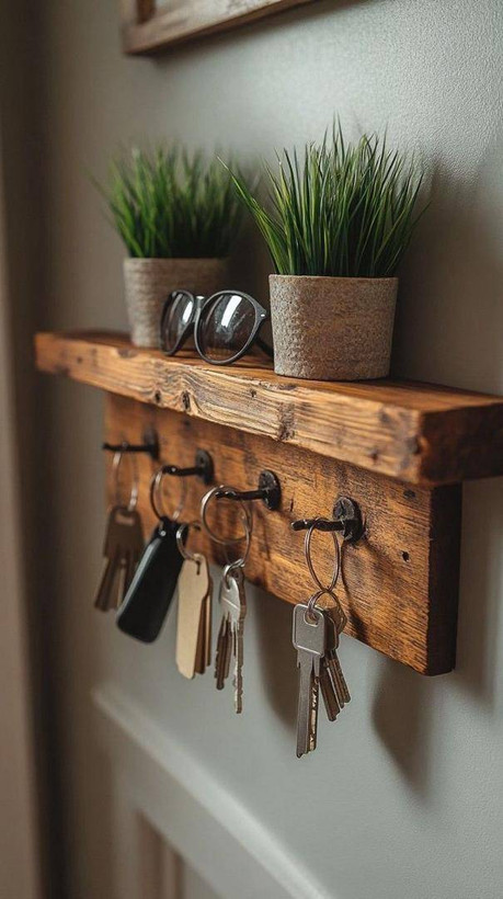 شلف دکوراتیو جا کلیدی چوب روسی کانو وود | Wooden Key Holder دیواری روستیک