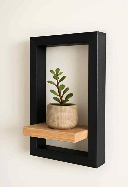 شلف دکوراتیو مستطیل چوبی کانو وود | Rectangle Wall Shelf مدرن مینیمال