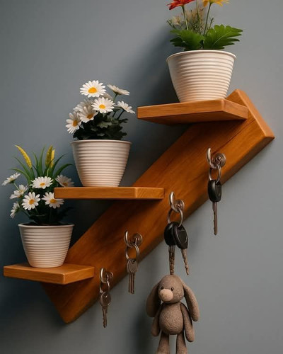شلف جاکلیدی پله ای قلاب دار چوبی کانو وود | Key Holder مدرن دیواری