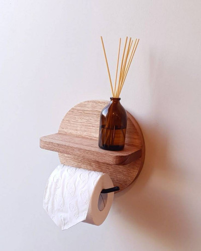 شلف و جا دستمالی مینیمال چوبی کانو وود | Toilet Paper Holder مدرن