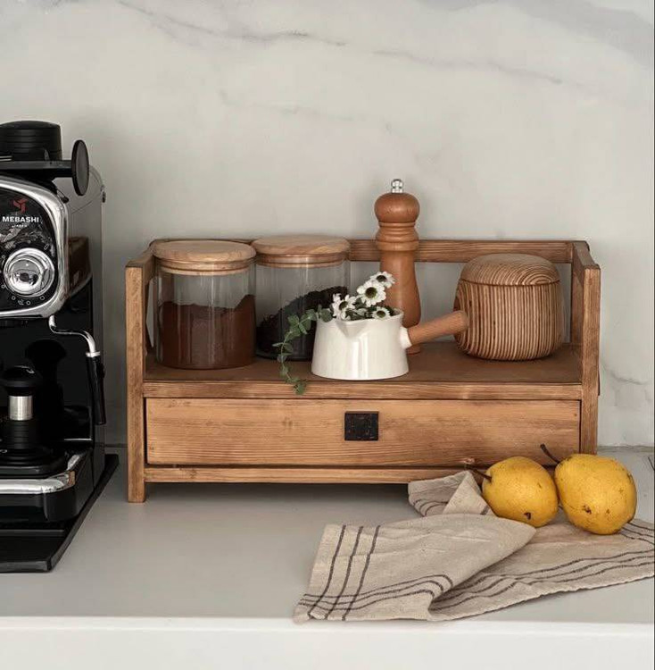 استند رومیزی جا ادویه چوبی کانو وود کشودار | Spice Rack Organizer