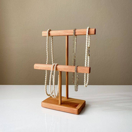 استند زیورآلات چوبی کانو وود مدل T | Jewelry Stand لوکس دو طبقه
