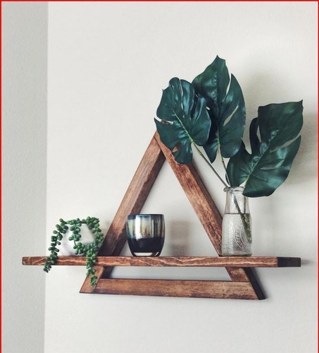 شلف دکوراتیو چوبی کانو وود طرح مثلث | Triangle Wall Shelf مدرن و شیک